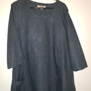 Denim blue flax A-line tunic
